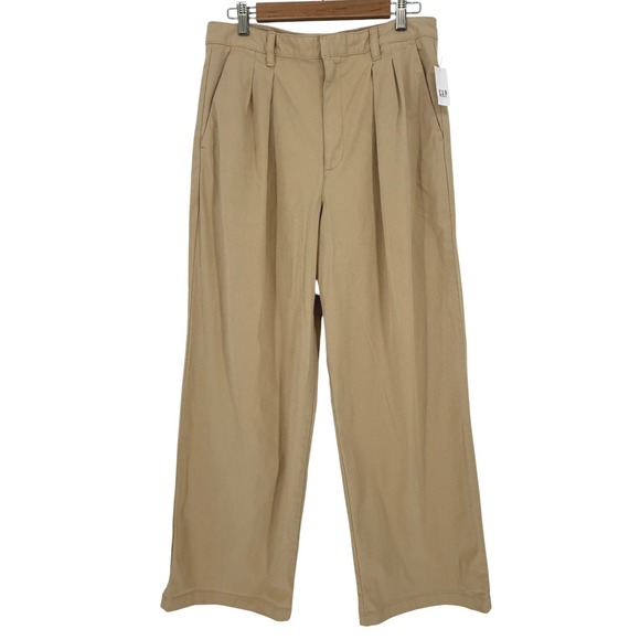 GAP Pants - Gap New Pleated Wide Leg Khaki Pants Womens 12 Tan High Rise Academia Preppy